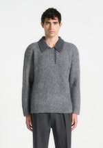 boucle-knit-contrast-polo-jumper-grey