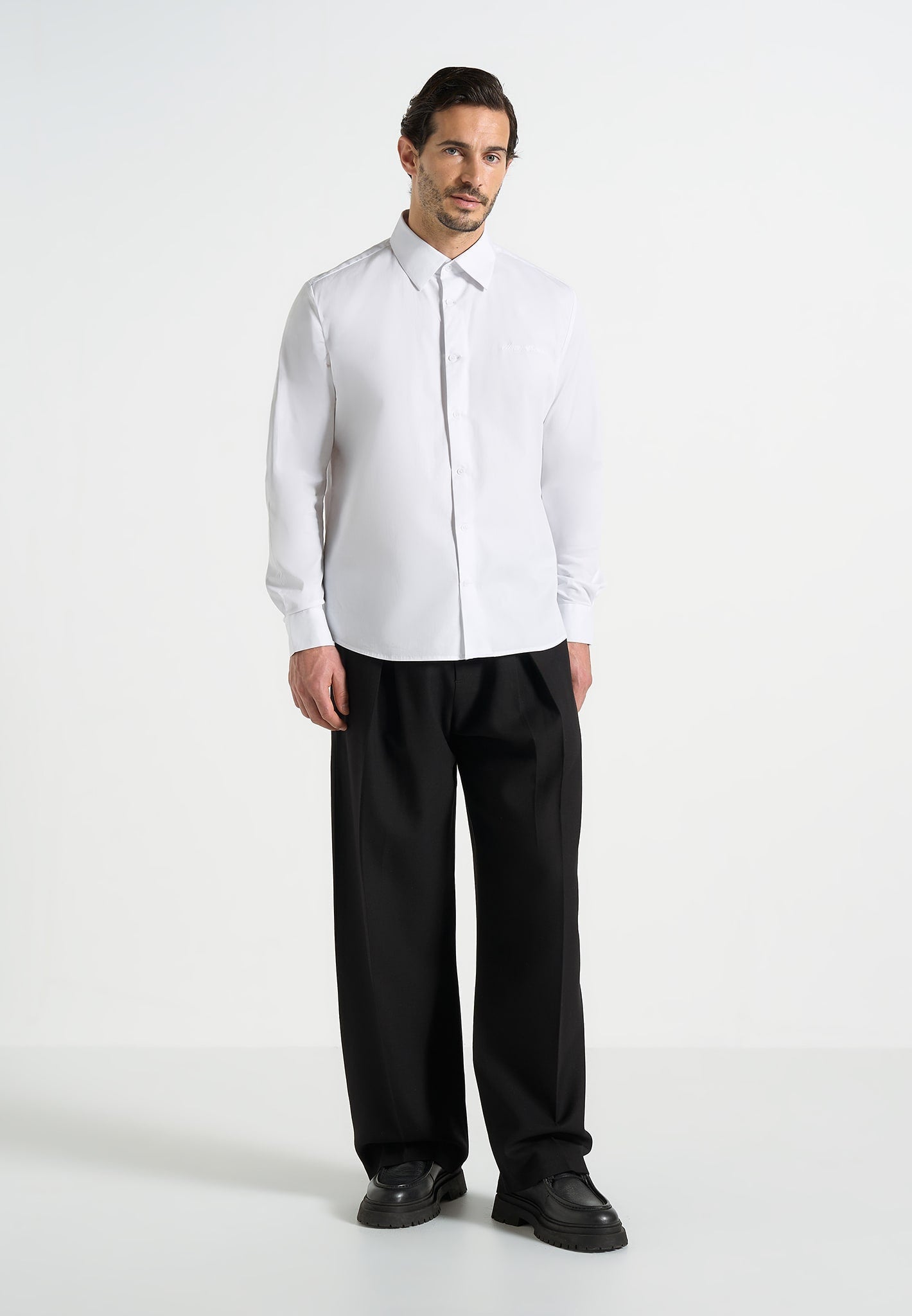 mens tailored dress shirts Men's White Cotton Shirt - Christopher Morris - Solid Pattern - Slim Fit - Spread Collar - for Business, Formal and Everyday Wear Split back yoke with center back box pleats Men's Blue Dress Shirts |