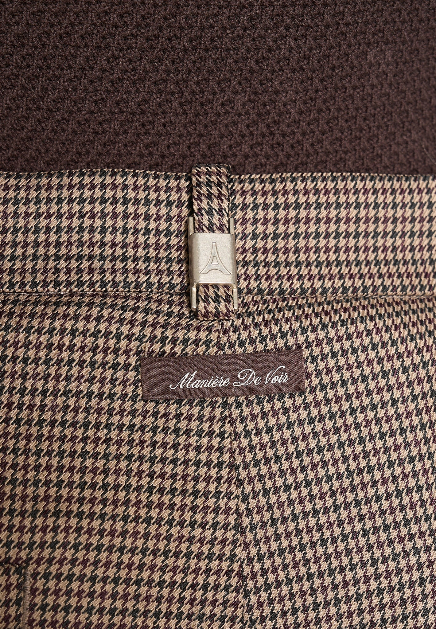 Pierre - Houndstooth Twin Pleat Pants - Brown