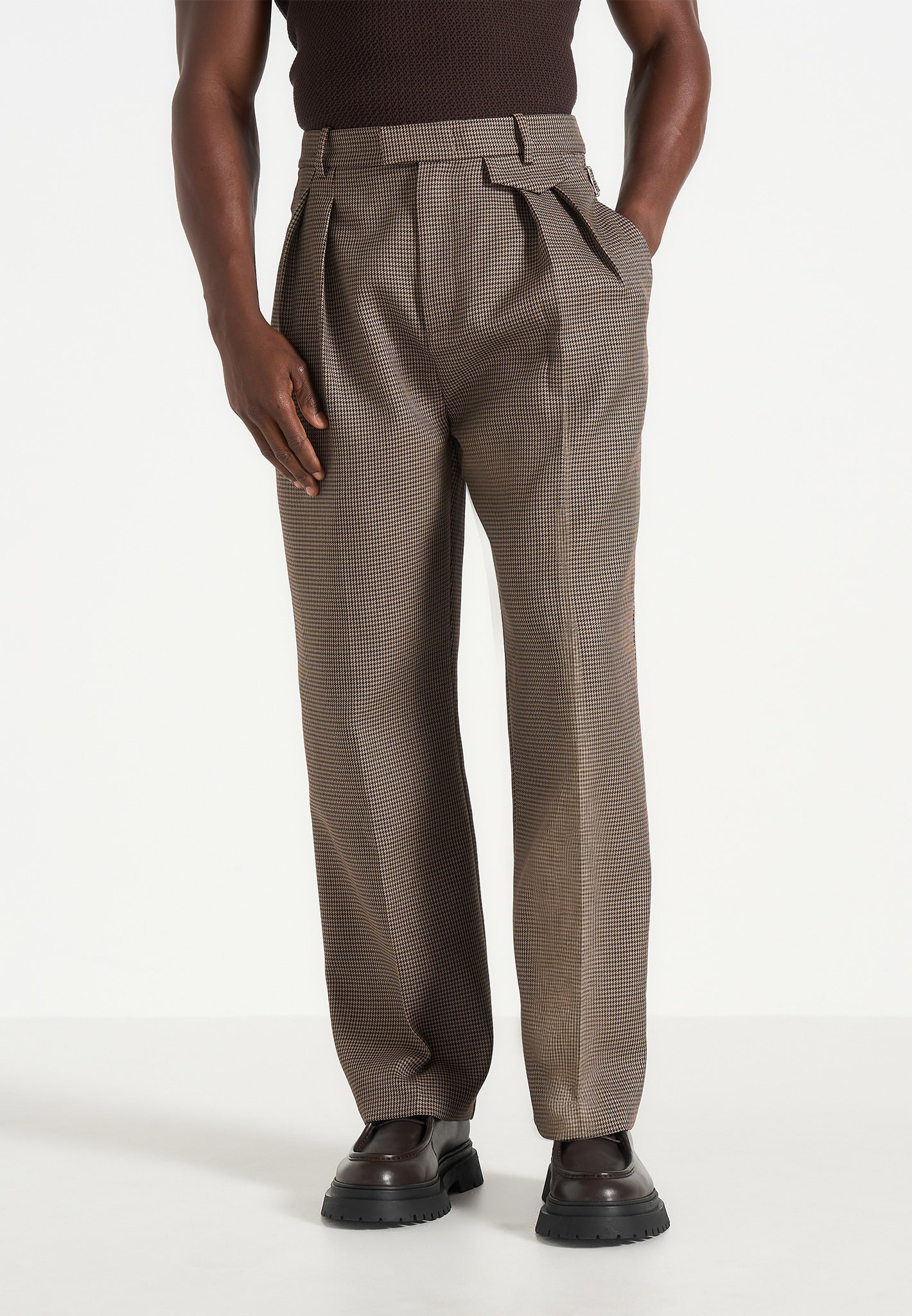 pierre-houndstooth-twin-pleat-trousers-brown