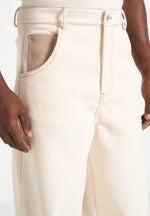 Lazare - Wide Leg Twill Jeans - Cream