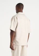 Norbert - Open Collar Textured Drawstring Shirt - Cream