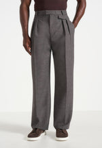 Pierre - Twin Pleat Tailored Pants - Dark Grey