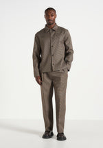 Leo - Houndstooth Overshirt - Brown