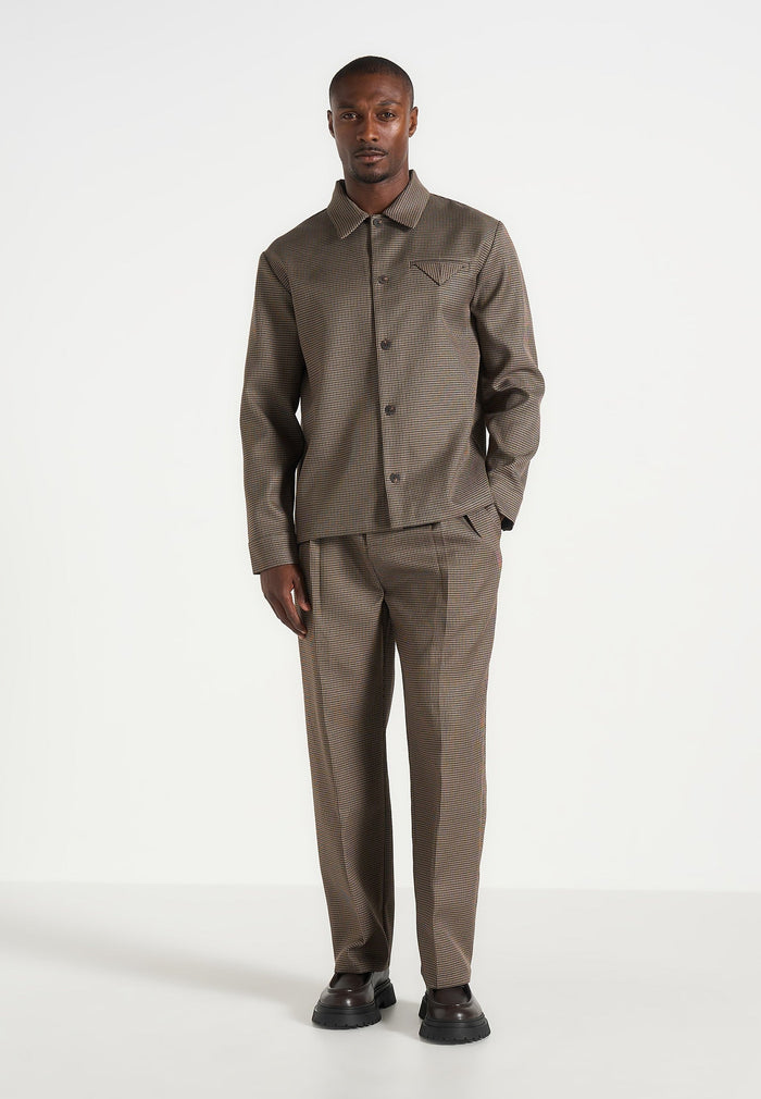 Leo - Houndstooth Overshirt - Brown