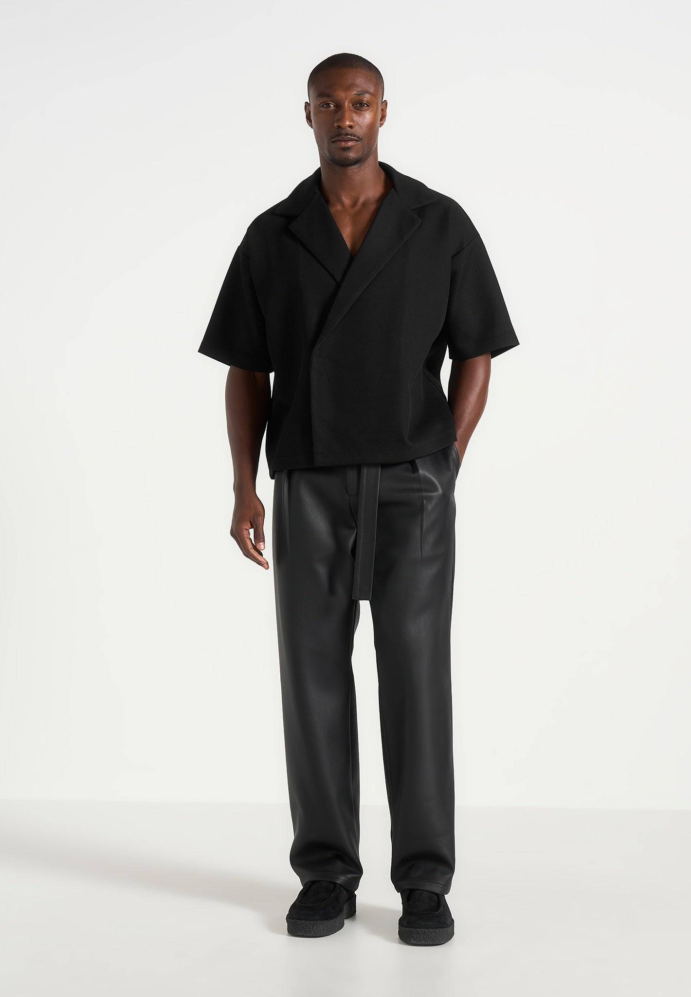 Men's Wide Fit Wrap Leg Tailored Pants - Black - W38