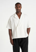 Abel - Boxy Pinstripe Double Breasted Shirt - White