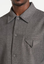 Leo - Hatched Tailored Overshirt - Grey
