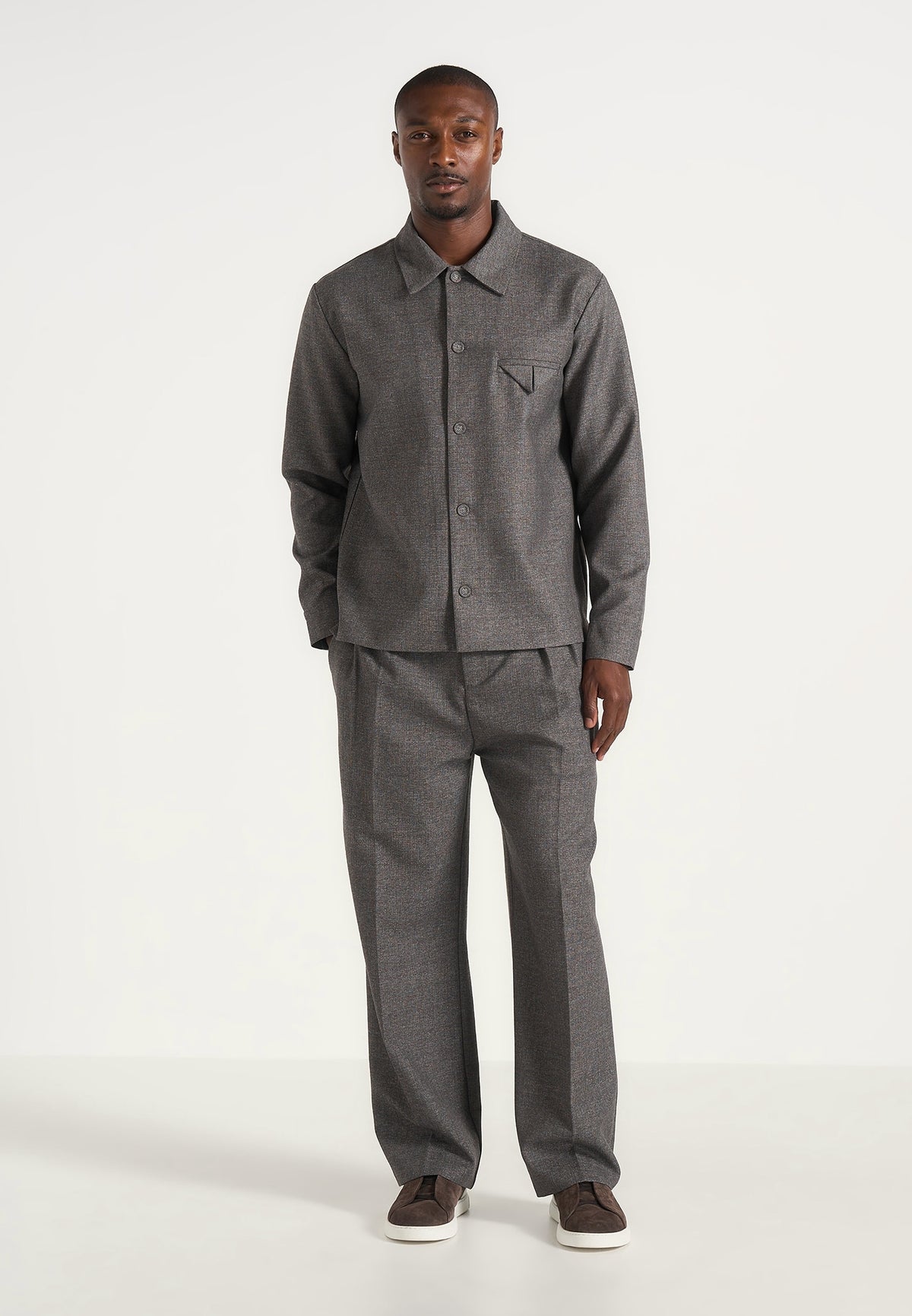 Leo - Textured Tailored Overshirt - Dark Grey