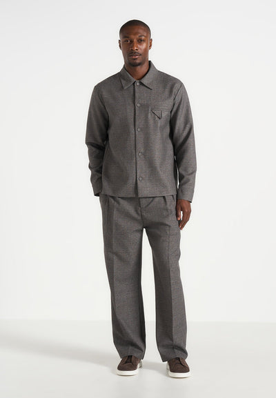 Leo - Hatched Tailored Overshirt - Grey