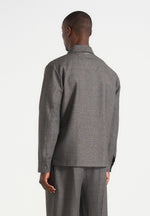 Leo - Hatched Tailored Overshirt - Grey