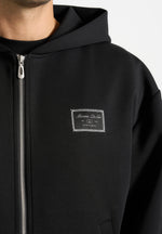 Ray - Unisex Neoprene Cropped Zip Hoodie - Black