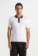 Roux - Contrast Detail Luxe Knit Polo Shirt - White