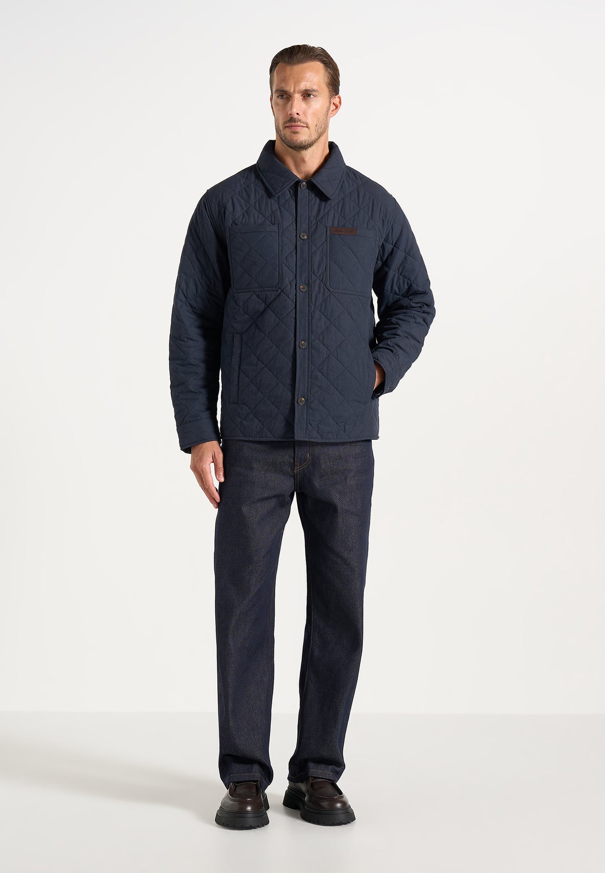 Elias - Quilted Shirt Jacket - Navy