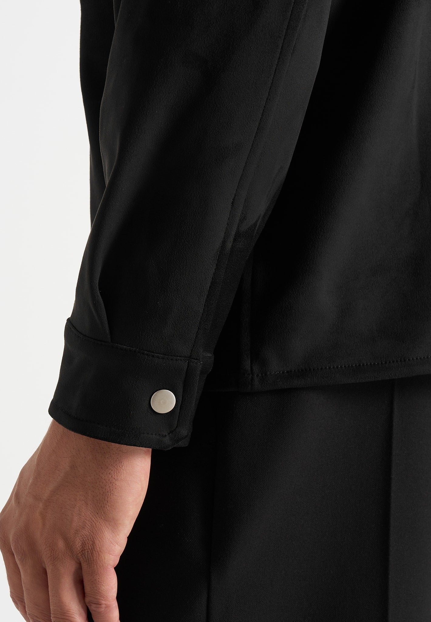 Andy - Unisex Suede Long Sleeve Shirt - Black