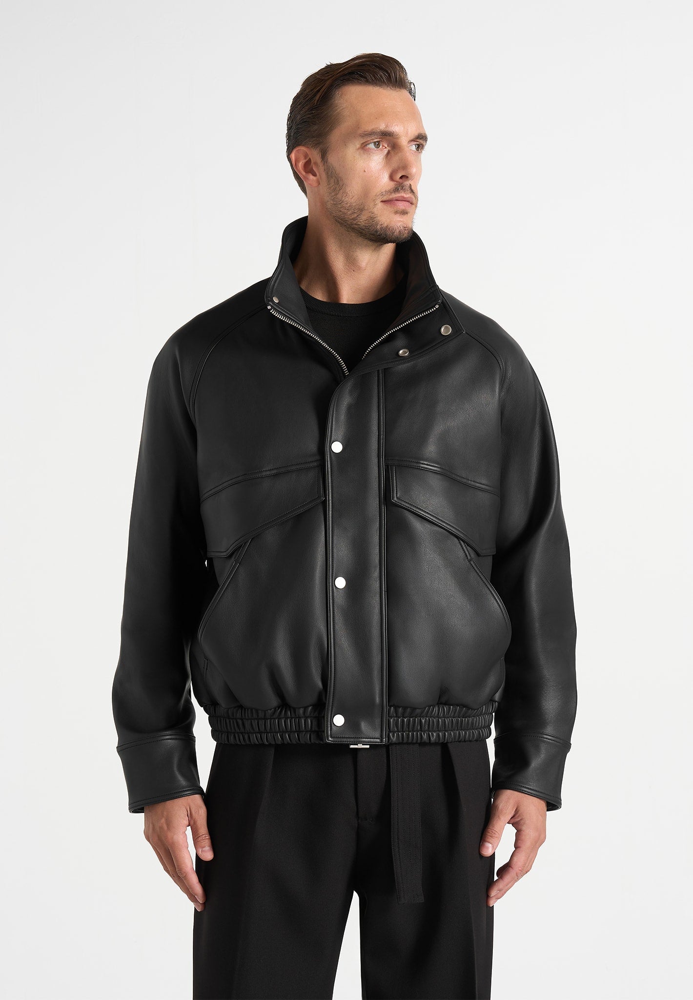 romain-unisex-funnel-neck-leather-relaxed-bomber-jacket