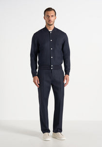 Savin - Pinstripe Bomber Jacket - Navy