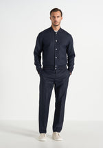 Savin - Pinstripe Bomber Jacket - Navy