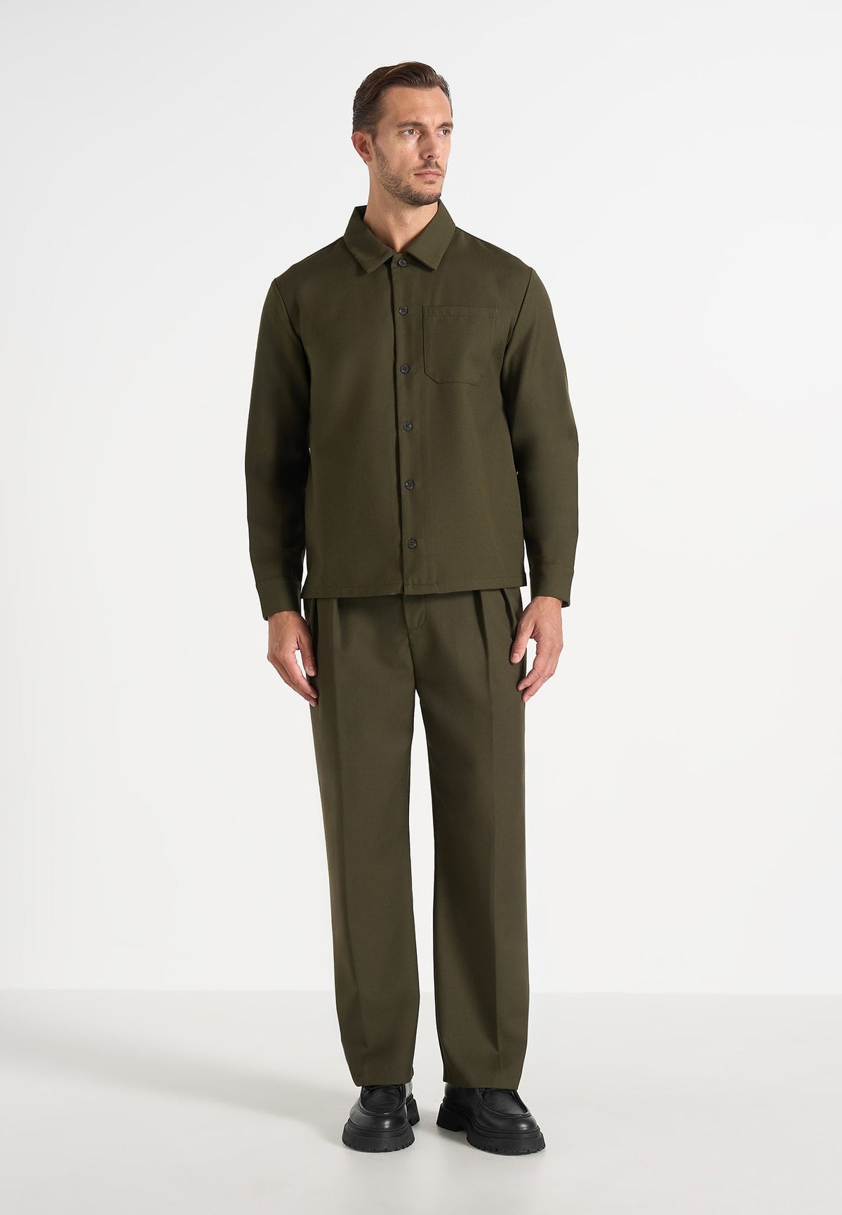 Valentin - Classic Tailored Long Sleeve Shirt - Olive