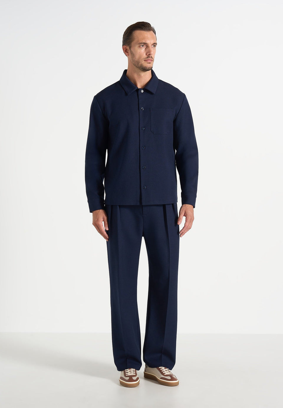 Valentin - Classic Tailored Long Sleeve Shirt - Navy