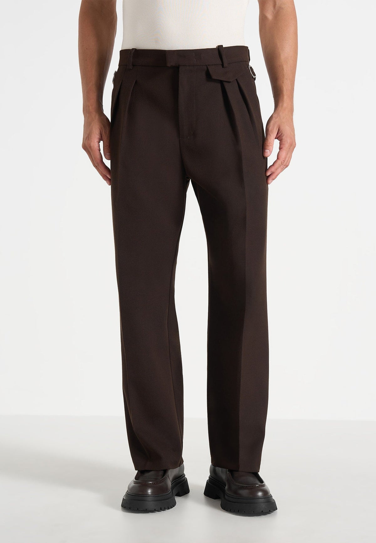 Pierre - Twin Pleat Tailored Wool-Blend Pants - Brown