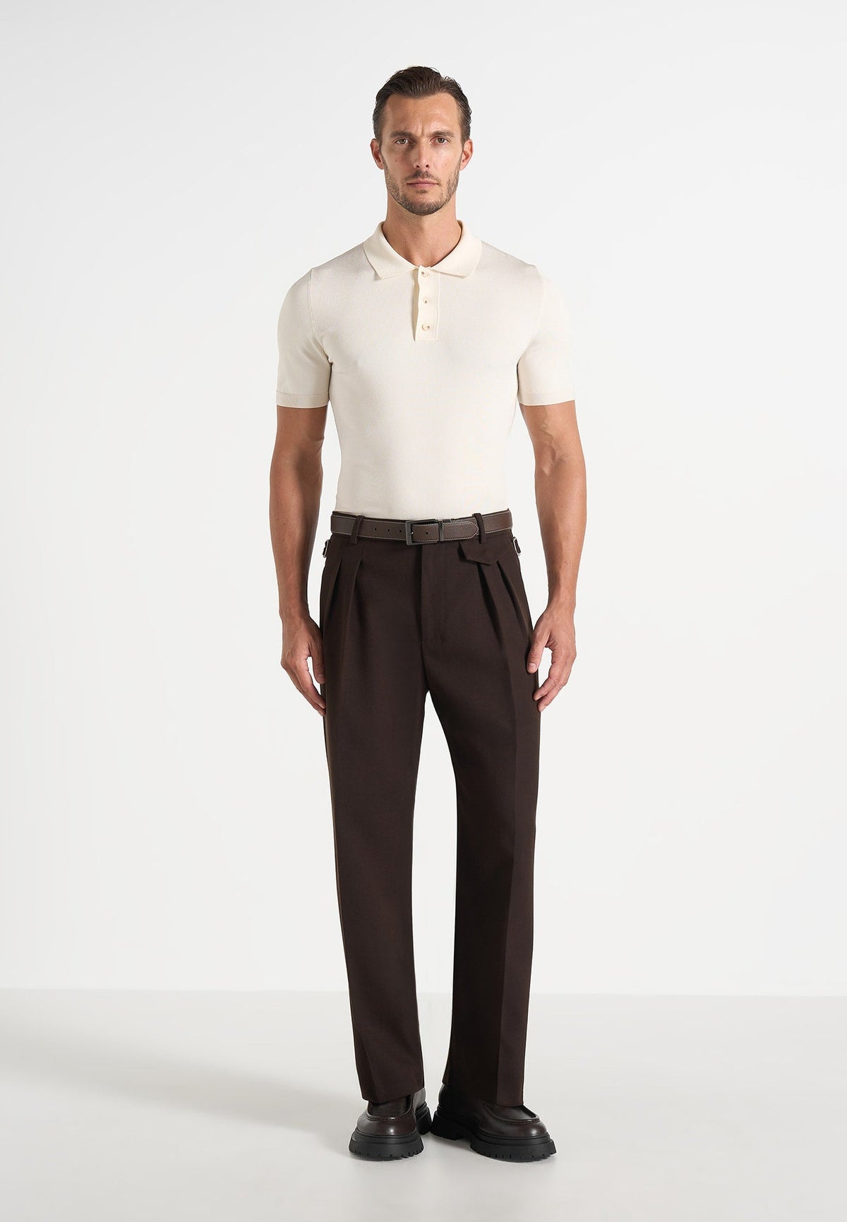 Pierre - Twin Pleat Tailored Wool-Blend Pants - Brown