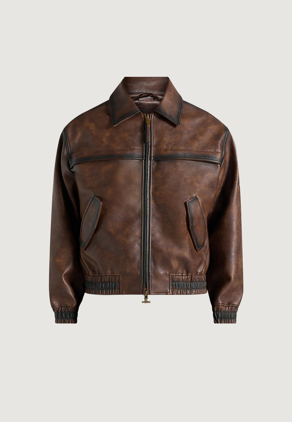 Clint - Vintage Leather Bomber Jacket - Brown