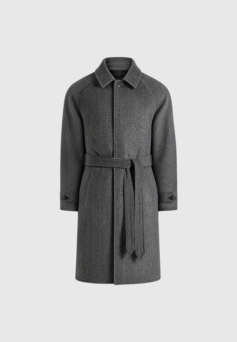 Alfie - Reversible Belted Wool-Blend Car Coat - Grey / Black