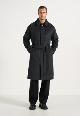 Alfie - Reversible Belted Wool-Blend Car Coat - Grey / Black