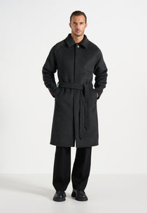 Alfie - Reversible Belted Wool Blend Car Coat - Grey / Black
