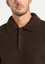 Finn - Brushed Wool-Blend Polo Knit Sweater - Brown