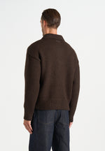 Finn - Brushed Wool-Blend Polo Knit Sweater - Brown