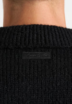 Finn - Brushed Wool-Blend Polo Knit Sweater - Black