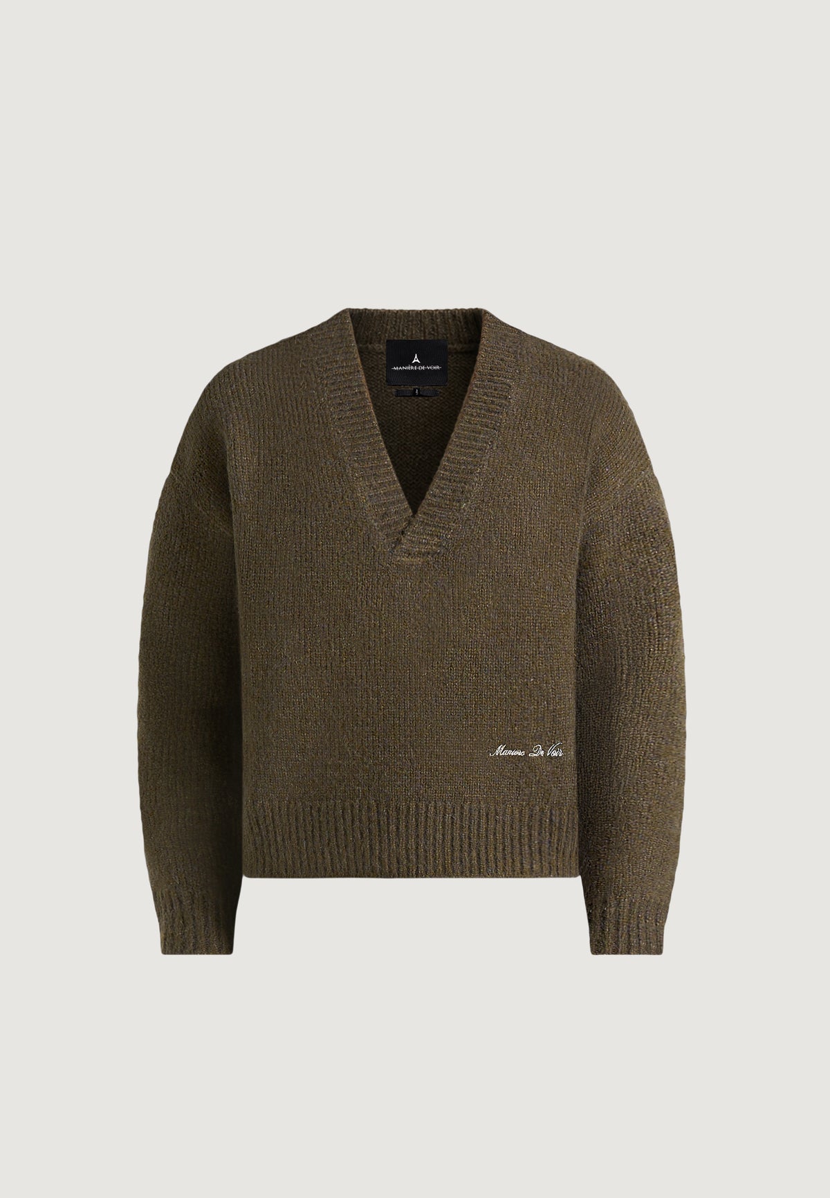 Chad - V-Neck Wool-Blend Knit Sweater - Olive