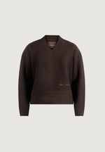 Remi - Signature Ribbed Wool-Blend V-Neck Sweater - Dark Brown
