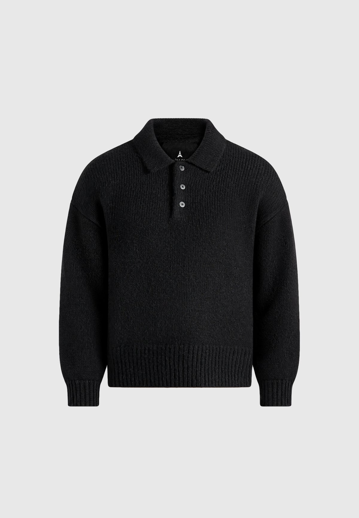 Finn - Brushed Wool-Blend Polo Knit Sweater - Black