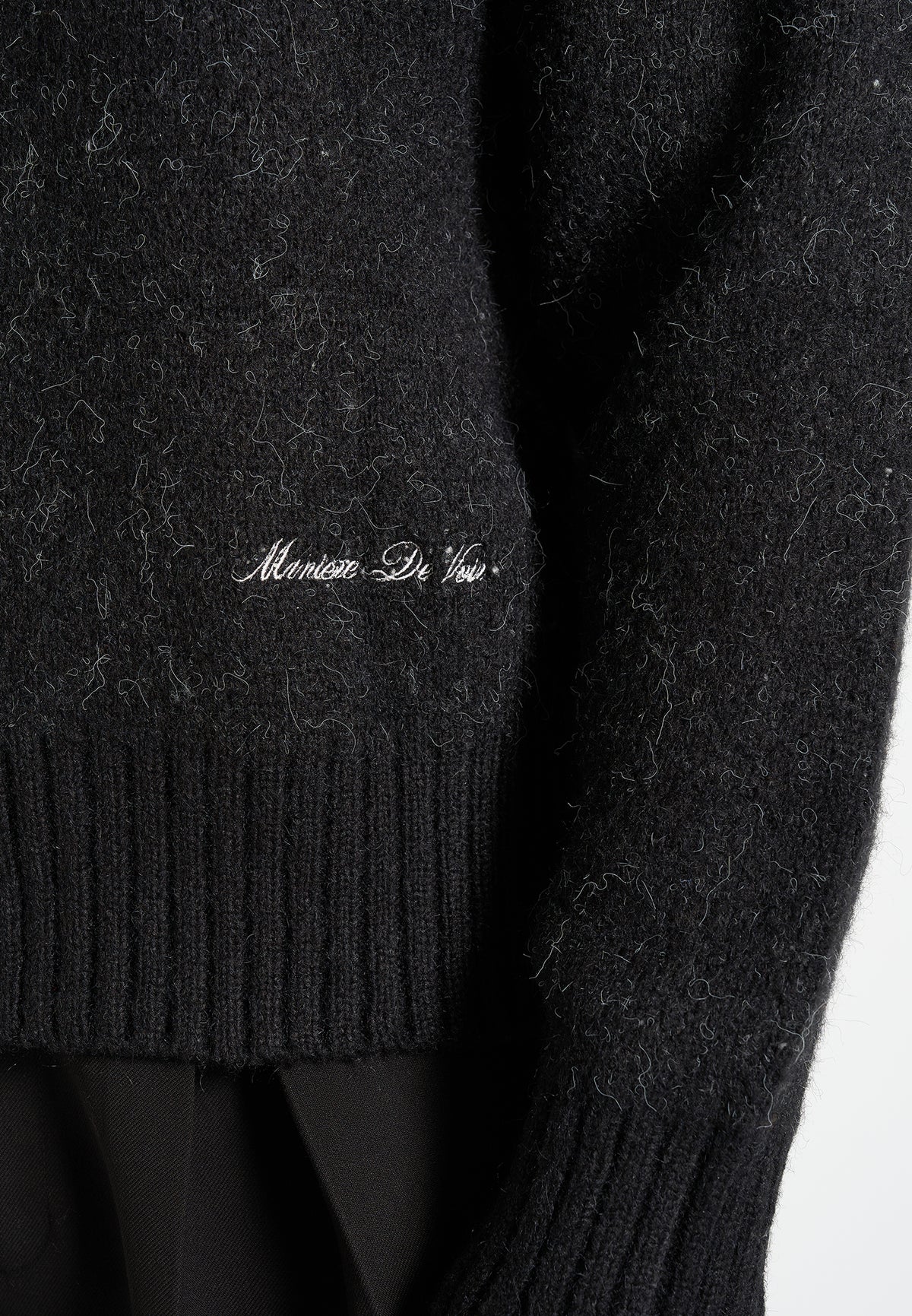 Kamil - Art Slogan Speckled Brushed Wool-Blend Knit Sweater - Black