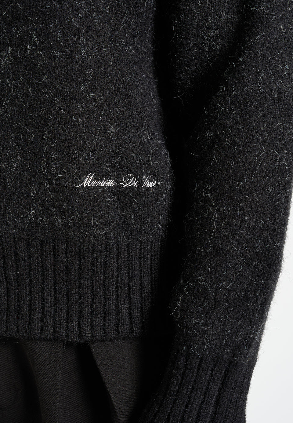 Kamil - Art Slogan Speckled Brushed Wool-Blend Knit Sweater - Black