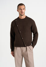 Theo - Asymmetric Brushed Wool-Blend Knit Sweater - Brown