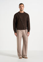 Theo - Asymmetric Brushed Wool-Blend Knit Sweater - Brown
