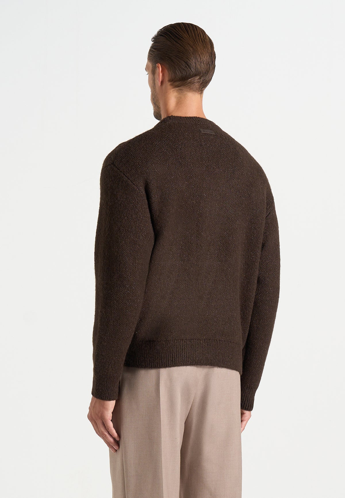 Theo - Asymmetric Brushed Wool-Blend Knit Sweater - Brown