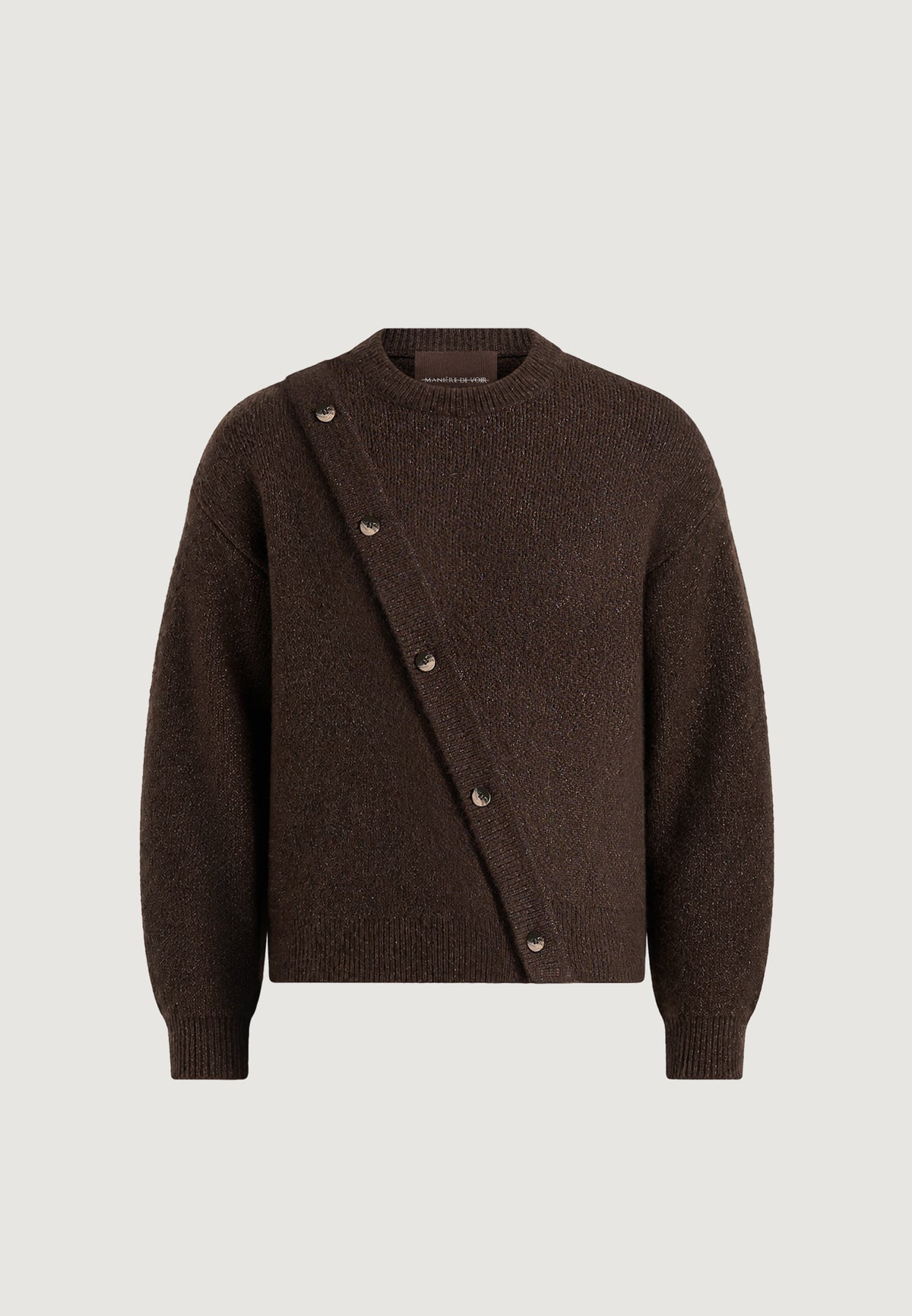 Theo - Asymmetric Brushed Wool-Blend Knit Sweater - Brown