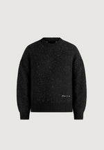 Kamil - Art Slogan Speckled Brushed Wool-Blend Knit Sweater - Black