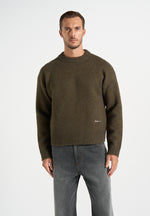 KW001 - Brushed Wool-Blend Knit Signature Sweater - Olive