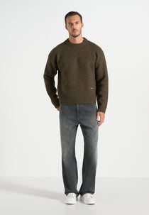 KW001 - Brushed Wool-Blend Knit Signature Sweater - Olive