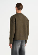 KW001 - Brushed Wool-Blend Knit Signature Sweater - Olive