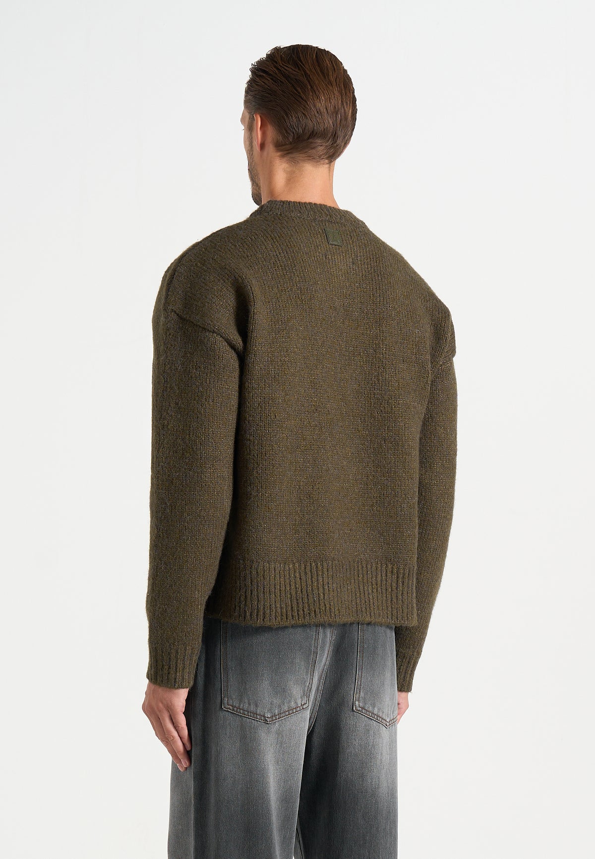 KW001 - Brushed Wool-Blend Knit Signature Sweater - Olive