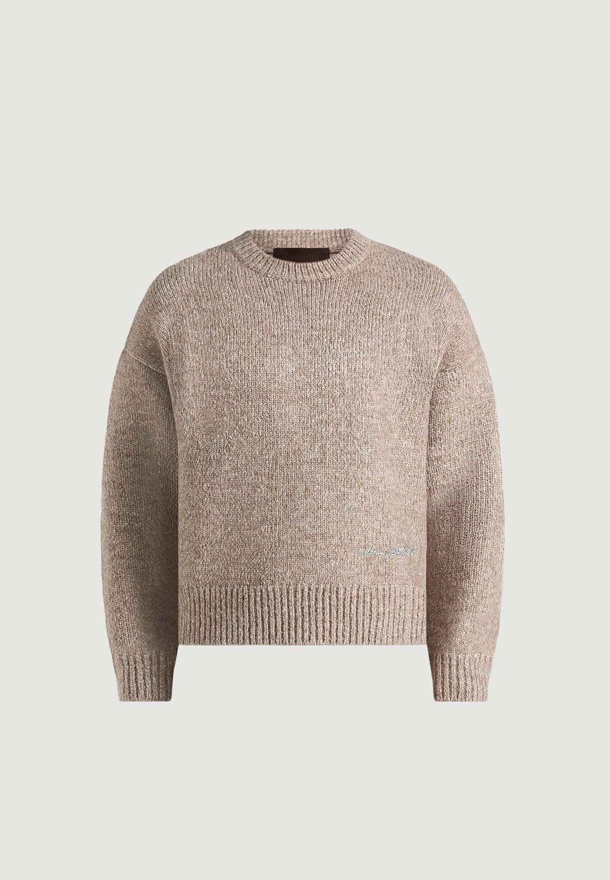 KW001 - Brushed Wool-Blend Knit Signature Sweater - Beige