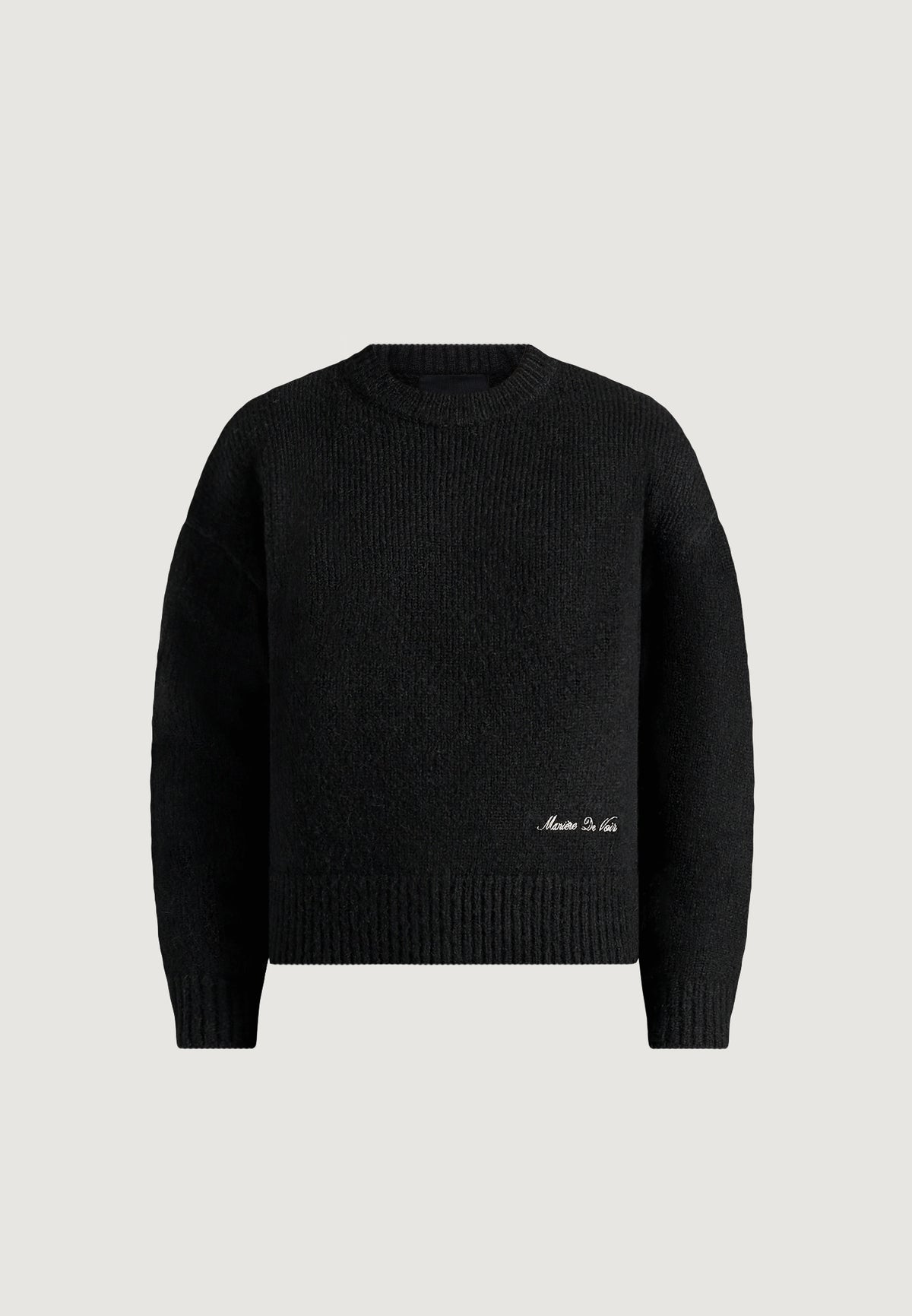 KW001 - Brushed Wool-Blend Knit Signature Sweater - Black