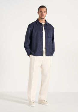 Andy - Unisex Suede Long Sleeve Shirt - Navy